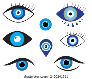 Icono de vector ocular. Vector de ojos malvado o símbolo. Juego de ojos malvados. ilustración vectorial.