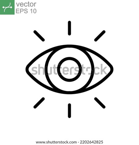 Eye vector icon line. eyeball for vision sign. Lens bright, visibility, vision, eye sight. optic clinic symbol. Modern style web page template. Vector illustration design on white background EPS 10