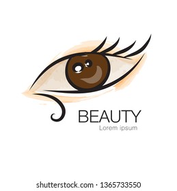Eye vector icon, logo design for fashion, beauty, cosmetics, spa, web icon, hand drawn, colorful painting