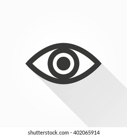 Eye   vector icon with long shadow. Illustration isolated on with background for graphic and web design.  