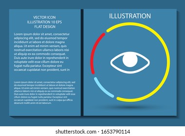 Vektorillustration des Auges, Lorem ipsum Flaches Design