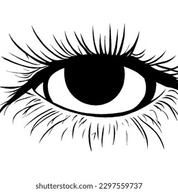 Icono del vector ocular Arte de línea mínima sin fondo blanco