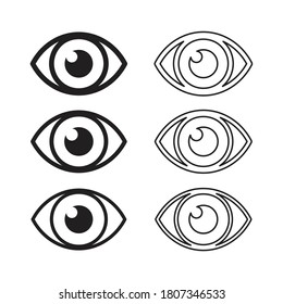 Eye vector icon. Optic eyesight and look symbol. View or watch sign. Optician logo. Isolated on white background.