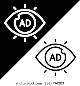 Eye Vector Icon, Outline style icon, from Advertisement icons collection, isolated on Black and white Background.