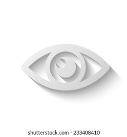 eye vector icon - paper illustration on white background 