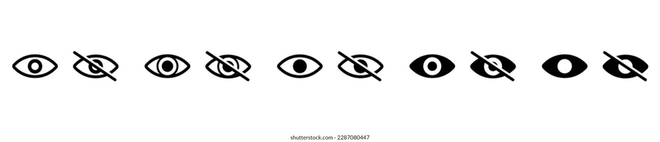 Eye vector icon. See and unsee symbol. Show password. Vector illustration