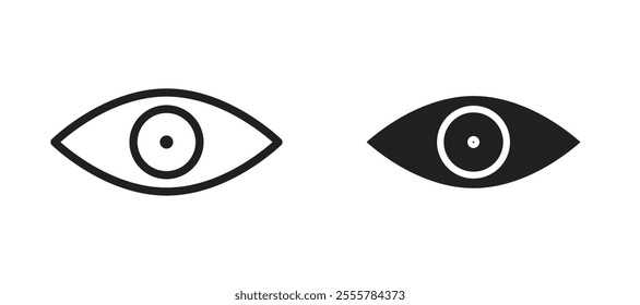 Eye vector icon set in black color.
