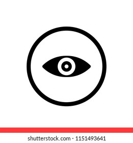 Eye vector icon, view symbol. Simple, flat design for web or mobile app