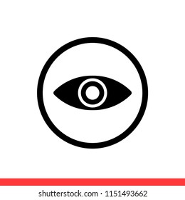 Eye vector icon, view symbol. Simple, flat design for web or mobile app