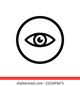 Eye vector icon, view symbol. Simple, flat design for web or mobile app