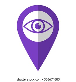 Eye - vector icon;  violet map pointer