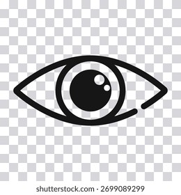 Eye vector icon, vision pictogram in flat style isolated on transparent background.