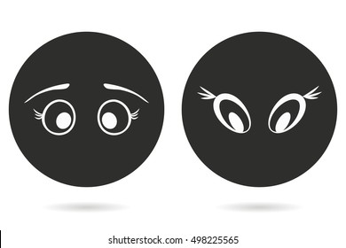Eye vector icon. White illustration isolated on black background for graphic and web design.