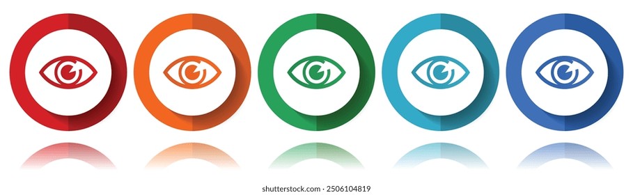 Eye vector icons, flat icon set for logo design, webdesign and mobile applications, colorful web button collection in eps 10