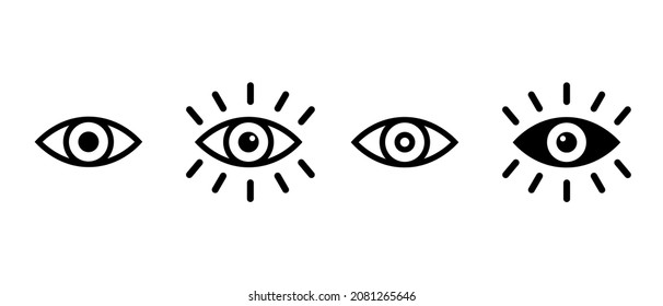 Eye vector icons set. Eyesight symbol. Retina scan eye 