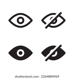 Eye vector icons set. Password eye vision illustration sign collection. Suitable for design element of user login UI UX.