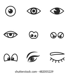 eye vector icons. Simple illustration set of 9 eye elements, editable icons, can be used in logo, UI and web design