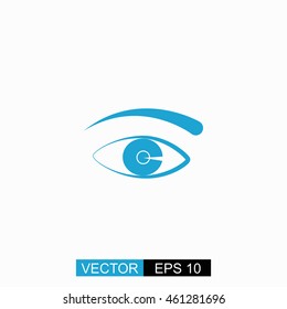 Eye vector. Isolated blue icon on white background.