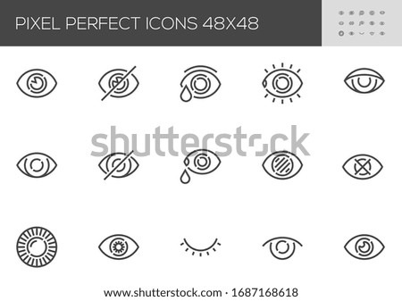 Eye Vector Line Icons. Vision, Eyesight, Visibility, Optometry. Editable Stroke. 48x48 Pixel Perfect.