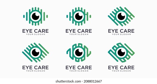 Eye vector logo icon set design template. Modern minimal flat design style.