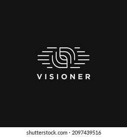 Eye vector logo. Line art style. Creative camera shutter vision logotype. Photo video control sign. Vision Logo concept idea.