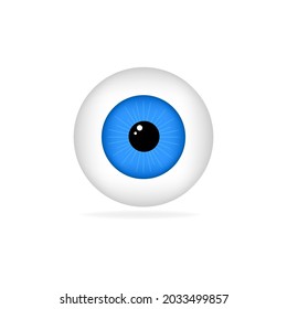 Icono de aspecto del vector ocular. Ilustración aislada de ícono de la vista de ojos azules de la visión del globo ocular.