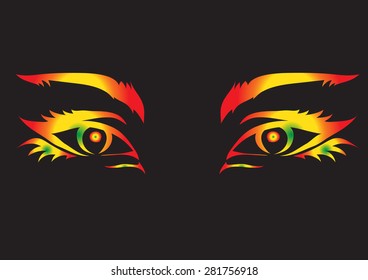eye vector on black background.

