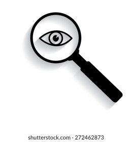 Eye vector with Search Icon  with shadow