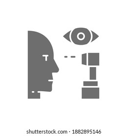 Verificación de ojos, icono gris de exploración de ojos. Aislado sobre fondo blanco