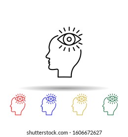 Eye, view, brain multi color style icon. Simple thin line, outline vector of creative thinking icons for ui and ux, website or mobile application