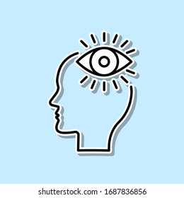 Eye, view, brain sticker icon. Simple thin line, outline vector of Creative thinking icons for ui and ux, website or mobile application