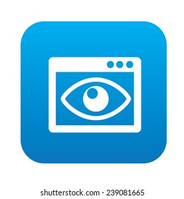 Eye view finder icon on blue button,clean vector