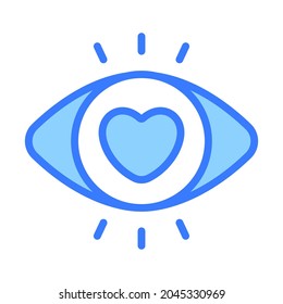 eye, view, heart Icon, diseño simple icono de línea azul.