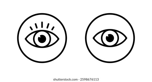 Eye, view icon on circle line. Eyesight vision sign symbol