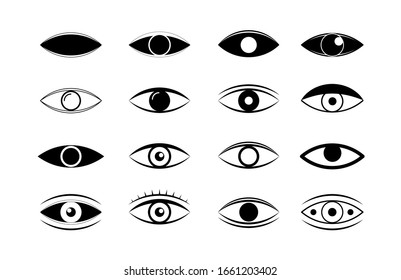 Eye and view line icons. vector linear icons. Set of different eyes icons. outline silhouette vector isolated symbols set