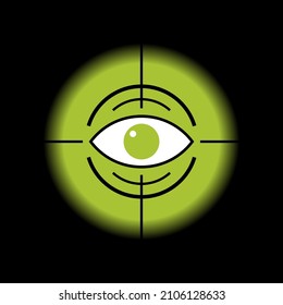 Eye view from the target. Vision concept. Template target with eye. Logo design. Vector illustration.