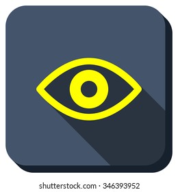 Eye View vector icon. Style is square rounded button, vector symbol with longshadow, white background.