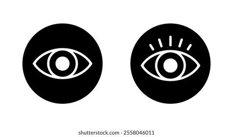 Eye, view, vision icon on black circle. Watch, visible password sign symbol