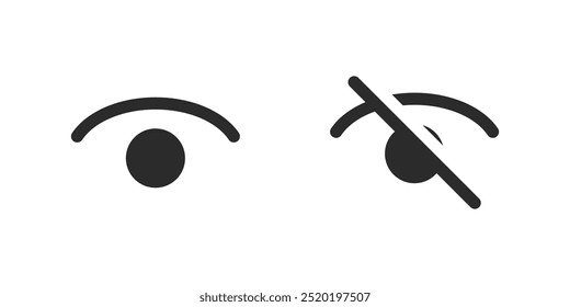 Eye view yes and no both black variations isolated on white background for UI. Vector icons in flat style