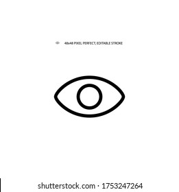 Auge, betrachtet einfache Linie Symbol Vektorgrafik. Bearbeitbarer Strich. 48x48 Pixel perfekt.