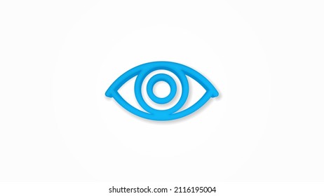 eye, vision 3d realistic line icon. Vector top view illustration. color pictogram isolated on white background