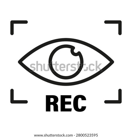 Eye vision camera recording features black vector icon. It visualizes cctv surveillance and video monitoring. eps 10