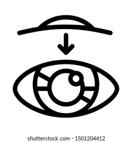 Eye Vision Contact Lens Biomaterial Vector Icon Thin Line. Contour Illustration