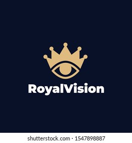 eye vision with crown illustration for logo template design.