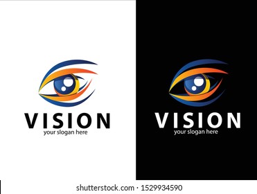 eye vision icon. Blue and orange color eye icon or logo