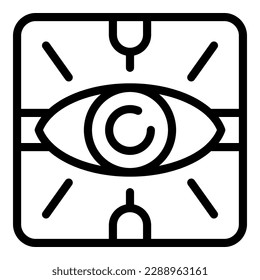 Vector de contorno de icono de visión ocular. Gafas de visión. Paciente de prueba