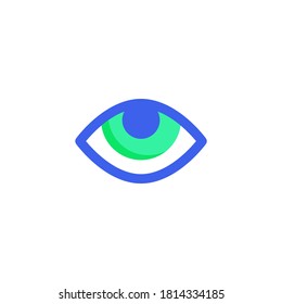 Eye vision icon vector, filled flat sign, bicolor pictogram, reading mode ui green and blue colors. Symbol, logo illustration