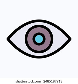 Eye Vision Icon, View Vector Icon. Isolated Lineal Color Vector Icon.