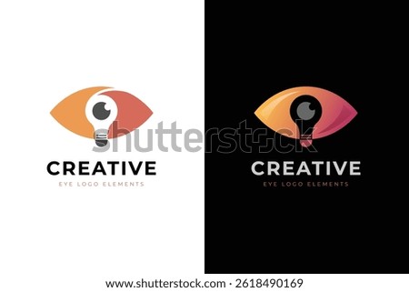 Eye Vision Idea vector logo design with bulb graphic concept for innovation logo template