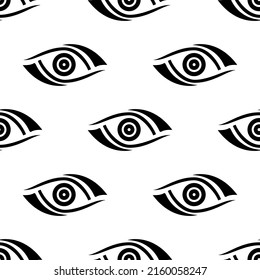 Eye vision isolated on white background is in Seamless pattern - vector illustration